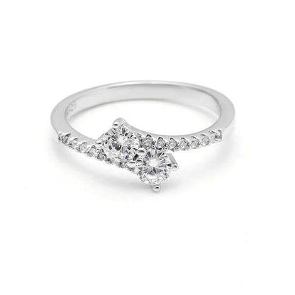 Tatiana Engagement Ring Sterling Silver 2 Stone Cz Womens Ginger Lyne Collection