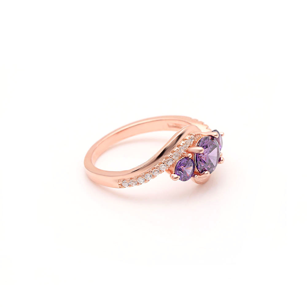 Brielle Rose Gold Sterling Silver Purple or Blue Cz Birthstone Ring Ginger Lyne Collection