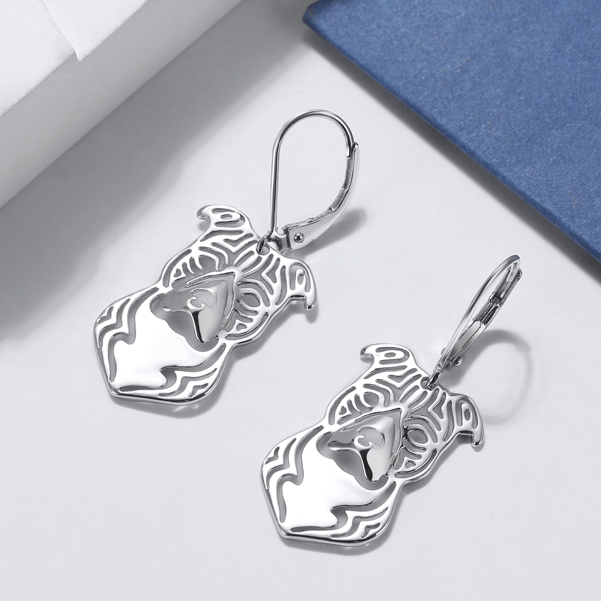 Pit Bull Staffordshire Terrier Dog Necklace Set Silver Womens Ginger Lyne Collection - Stafford Set