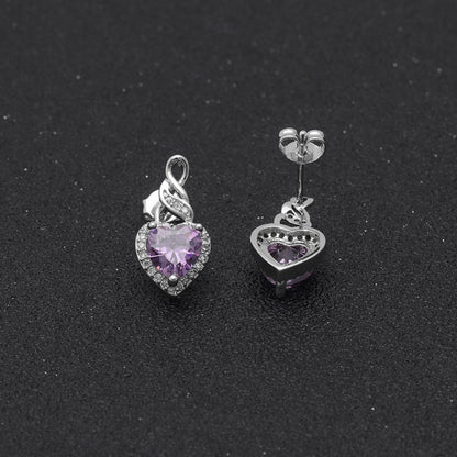 Heart Shape Purple Cz Drop Stud Earrings Womens Ginger Lyne Collection