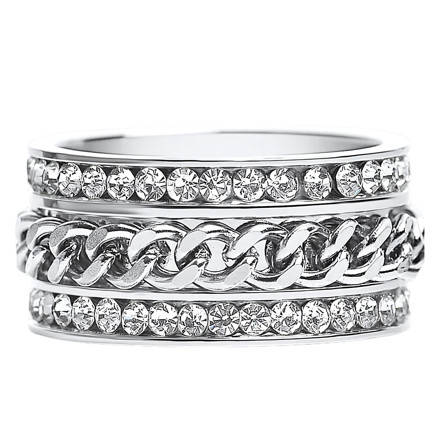 TwoRowCZEternityRingforWomenwithSpinnerStainlessSteel11MMWideBandGingerLyne_Silver-1