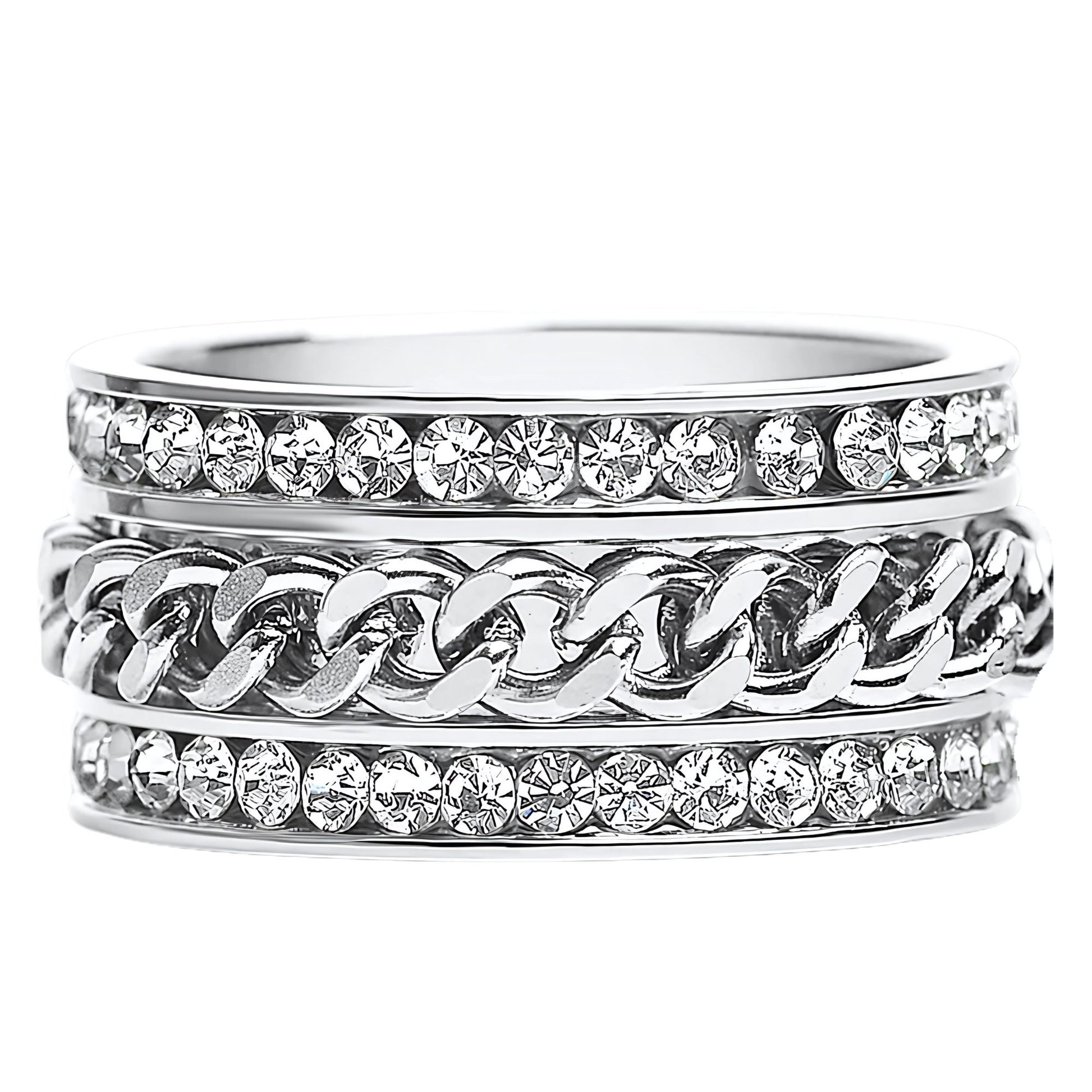 TwoRowCZEternityRingforWomenwithSpinnerStainlessSteel11MMWideBandGingerLyne_Silver-1
