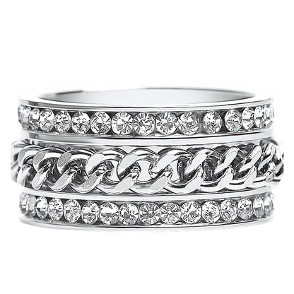 TwoRowCZEternityRingforWomenwithSpinnerStainlessSteel11MMWideBandGingerLyne_Silver-1