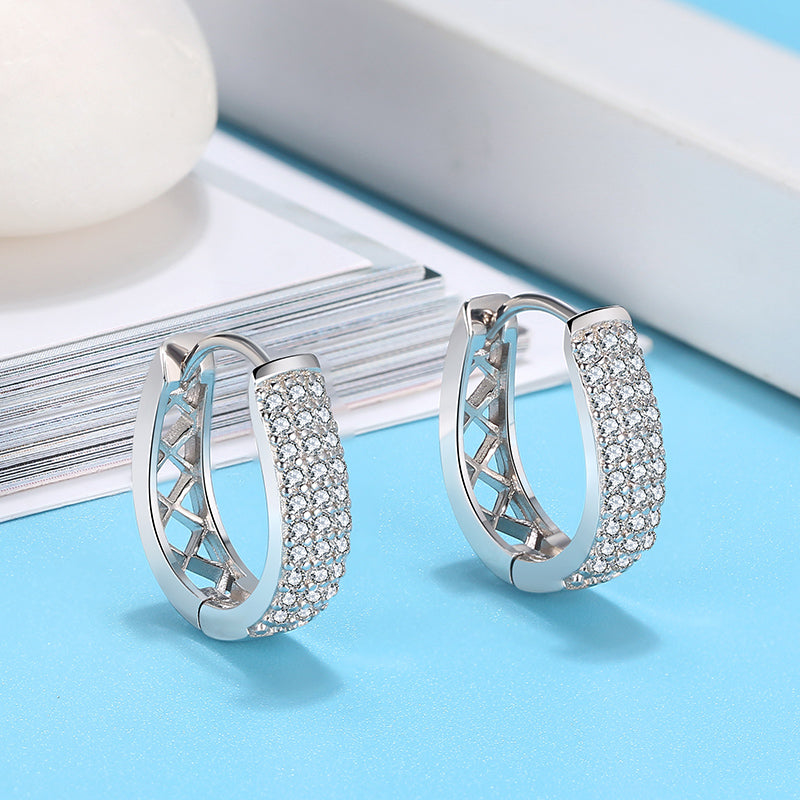 HoopEarringsforWomenSterlingSilverClearThreeRowCzWomensbyGingerLyneCollection_Silver-3