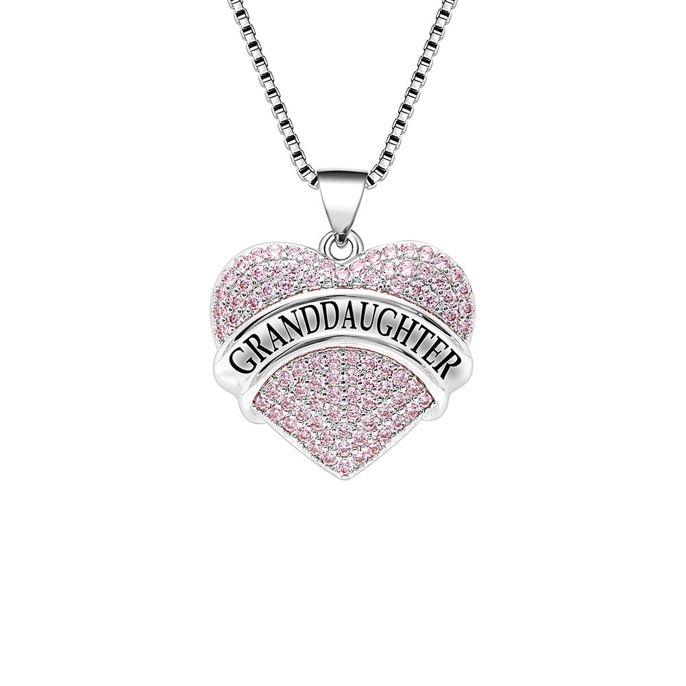 Granddaughter Heart Pendant Chain Necklace Girl Ginger Lyne Collection - Pink