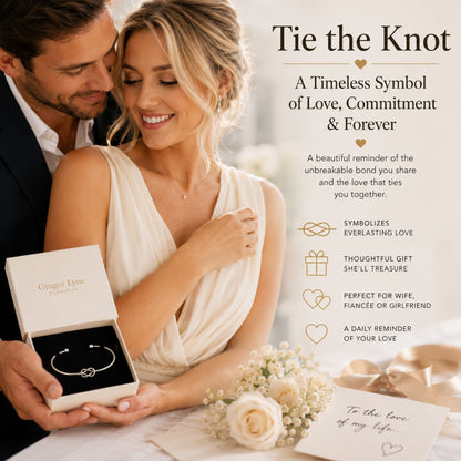 Love Knot Bracelet for Women or Men by Ginger Lyne Bridal Party Gifts Large Adjustable Bangle - Silver