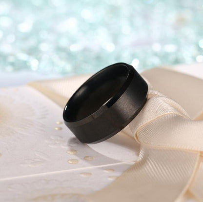 8mmWeddingBandRingWomensMensBlackStainlessSteelGingerLyneCollection_Black-5