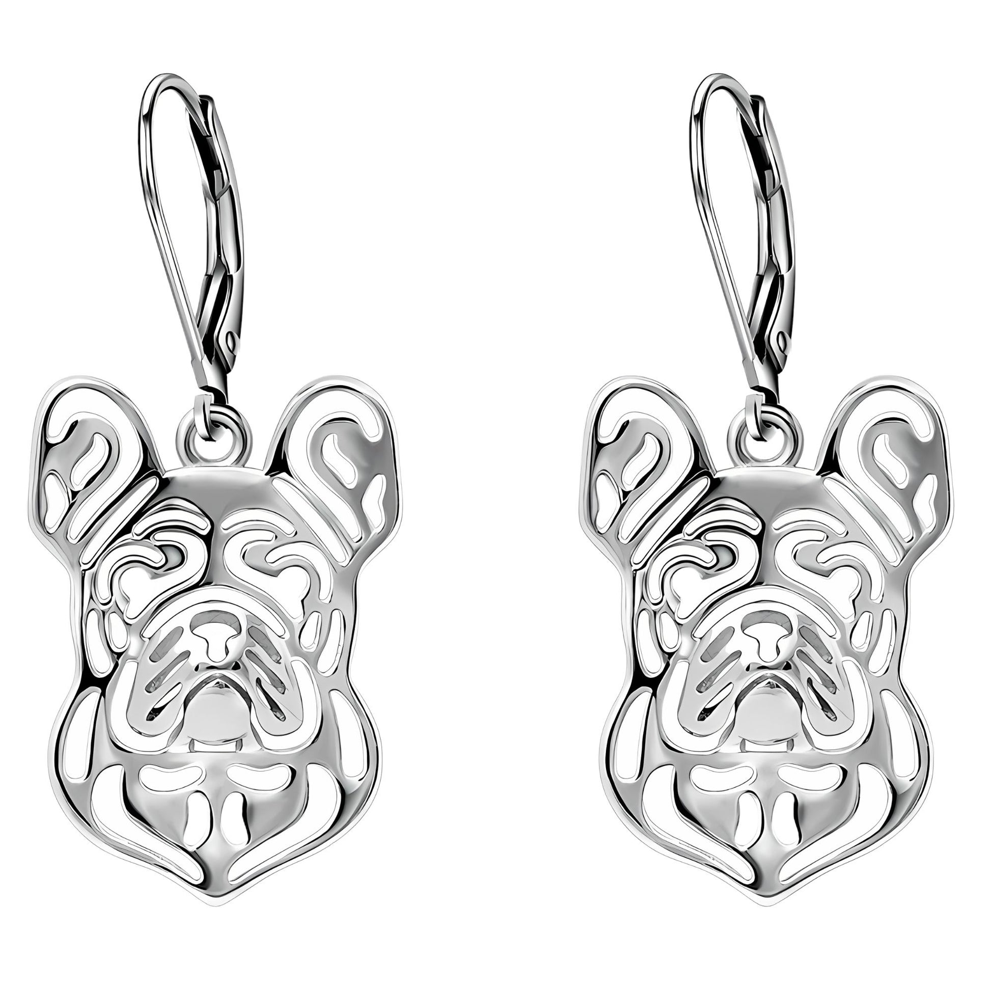 French Bulldog Dog Necklace Earrings or Set for Women Sterling Silver by Ginger Lyne - Earrings