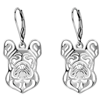 French Bulldog Dog Necklace Earrings or Set for Women Sterling Silver by Ginger Lyne - Earrings