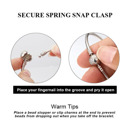 Snake Chain Charm Bracelet Sterling Silver Cz Love Clasp Ginger Lyne Collection - 19cm Solid