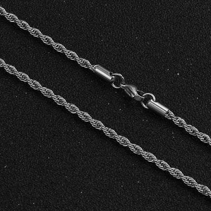 Silver Twisted Rope Chain Necklace 30 Inch 6mm Stainless Steel Hip Hop for Women by Ginger Lyne - 30 Inch Silver