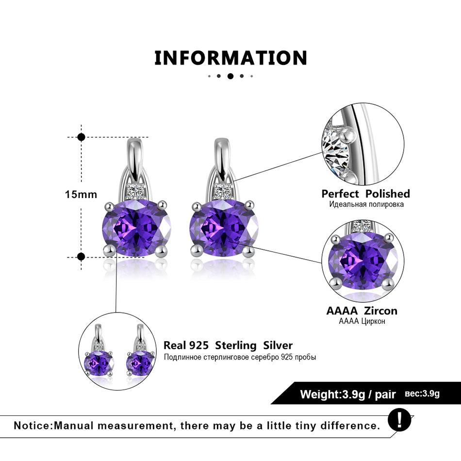 Drop Stud Earrings for Women Purple Oval Cz Sterling Silver Womens Ginger Lyne Collection