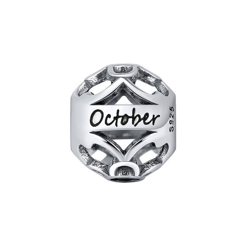 Birthstone Charms for Bracelet Sterling Silver CZ Womens Ginger Lyne Collection - October
