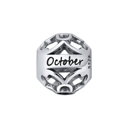 Birthstone Charms for Bracelet Sterling Silver CZ Womens Ginger Lyne Collection - October