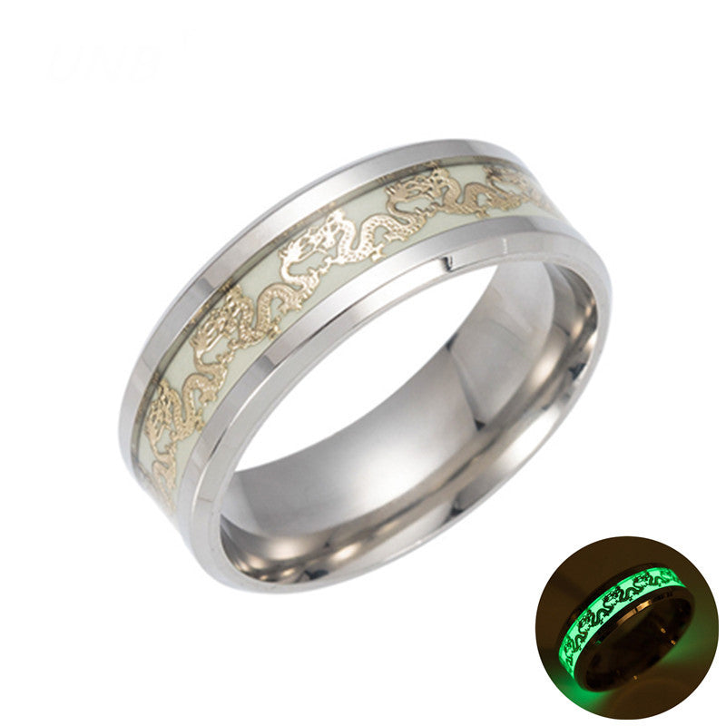 GlowinDarkDragonStainlessSteelWeddingBandRingMenWomenGingerLyneCollection_Silver-2