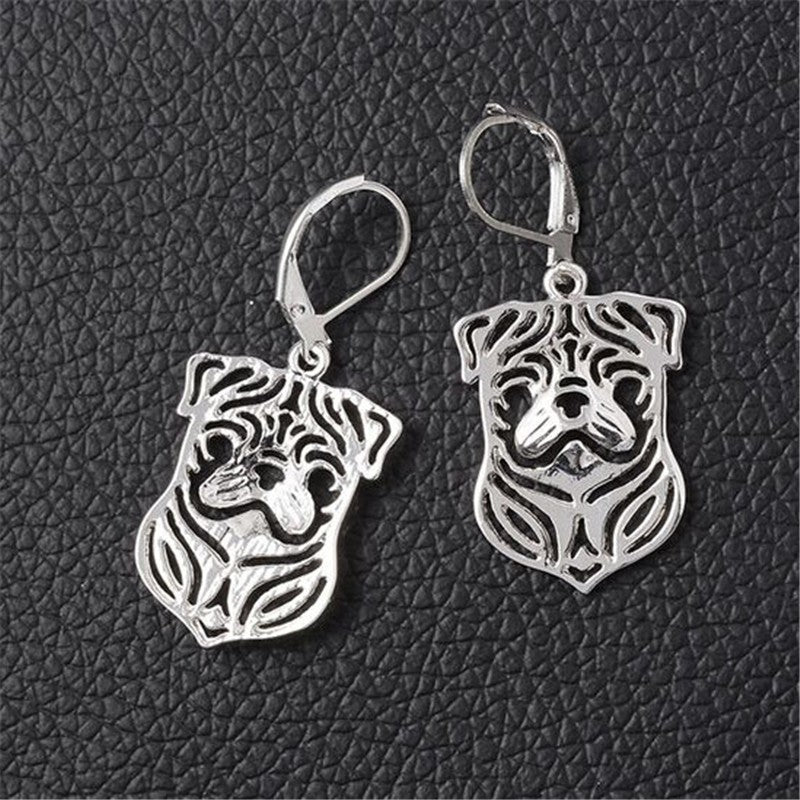 Pug Dog Sterling Silver Pendant Necklace Earrings Set Womens Ginger Lyne Collection - Dog Set