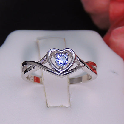 Christine Engagement Ring for Women Promise Heart Birthstone Cz Sterling Silver by Ginger Lyne