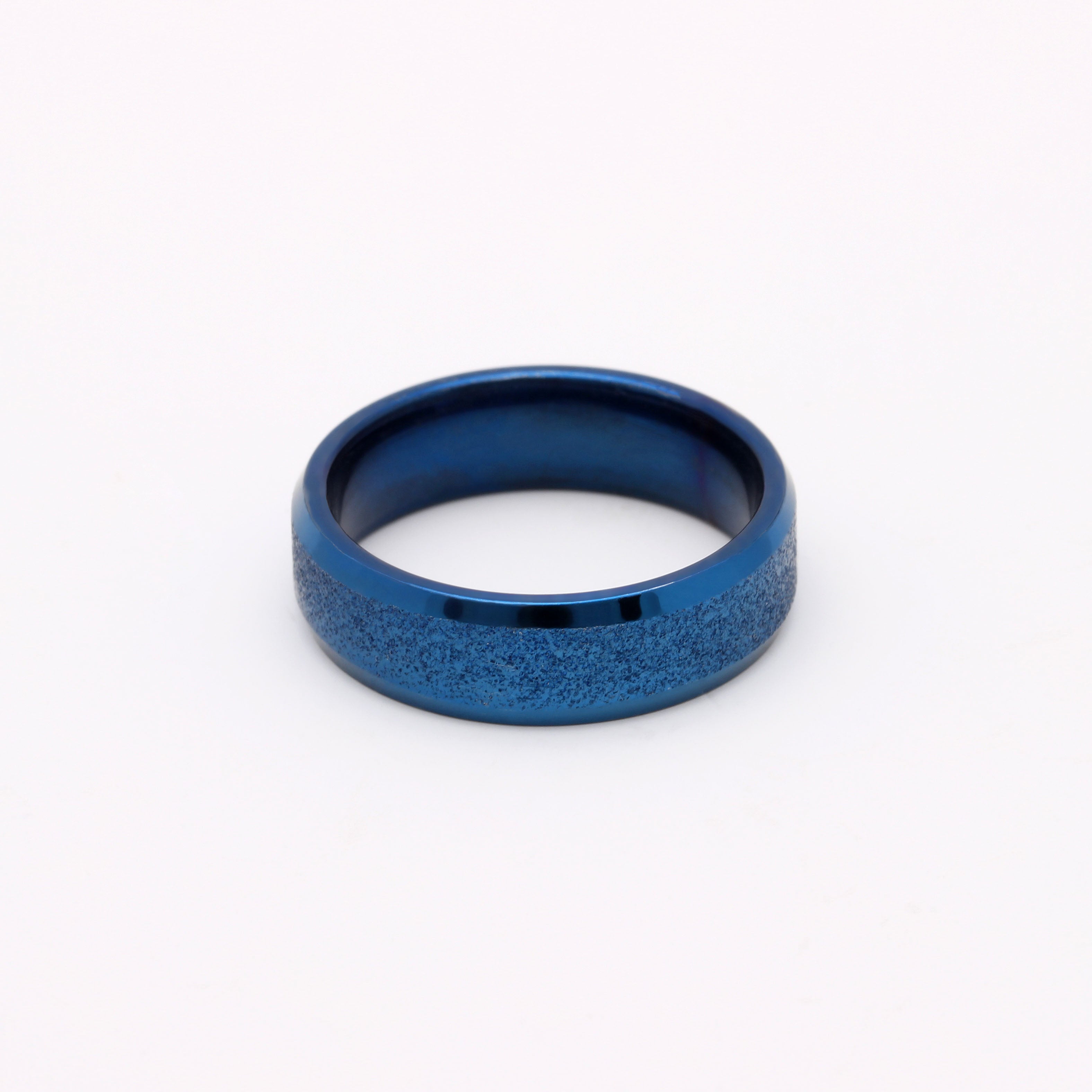 6mm Wedding Band Women Mens Blue Stainless Steel Ring by Ginger Lyne Collection - 6mm Blue,8