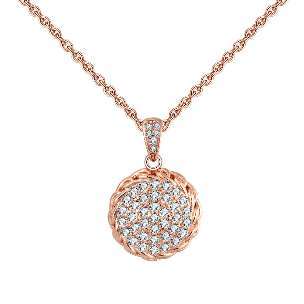 Round Pave Pendant Chain Necklace for Women  Sterling Silver Ginger Lyne Collection