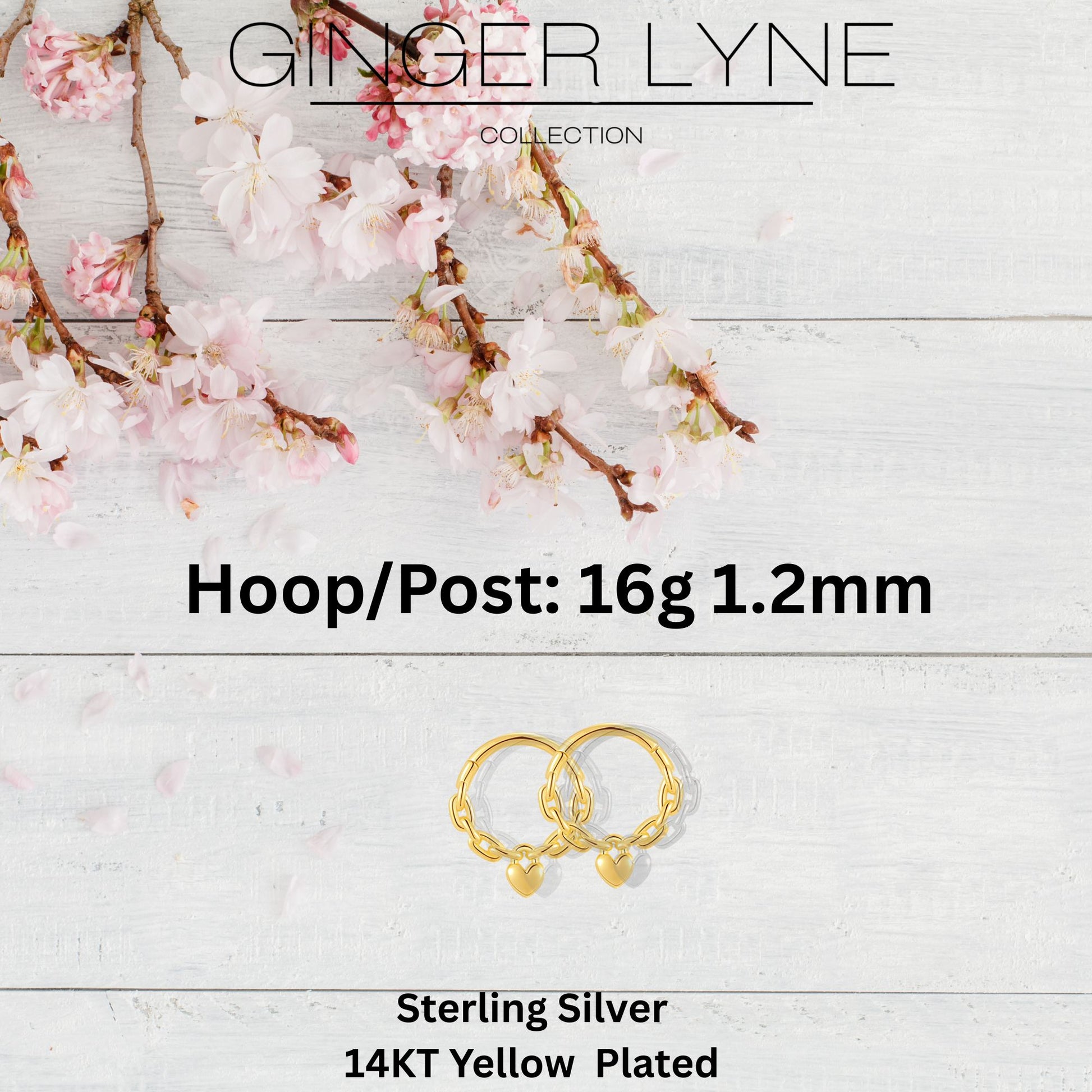 HeartHoopEarring16G1.2mmCartilageNoseSeptumBodyPiercingJewelrySterlingSilverbyGingerLyne-1pair_Gold-3