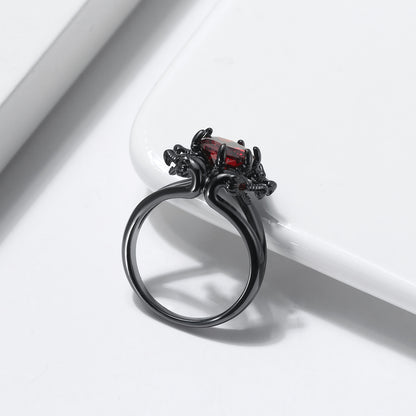 Dragon Ring for Women Solitaire Cz Black Gothic Engagement Ring Ginger Lyne Collection