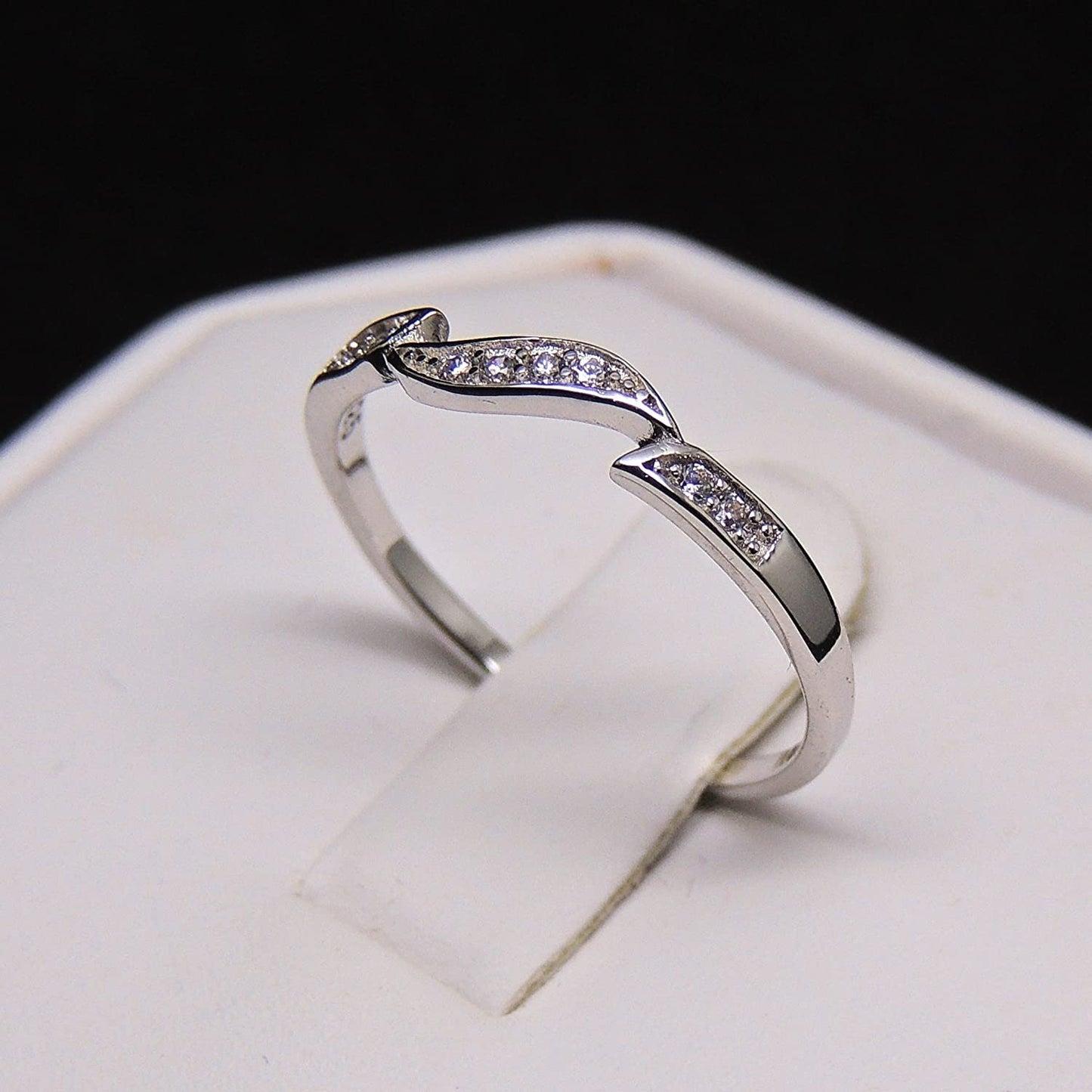 Calli Unique Anniversary Wedding Band Ring White Gold Plate Ginger Lyne Collection