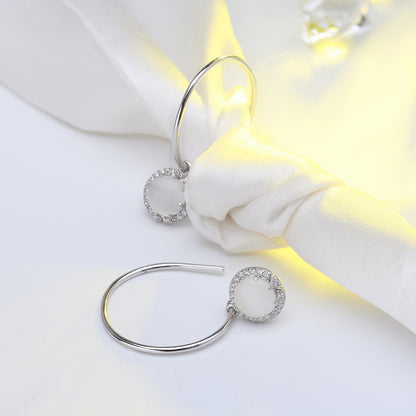 Drop Hook Earrings for Women Sterling Silver Cubic Zirconia Charm Ginger Lyne Collection - White