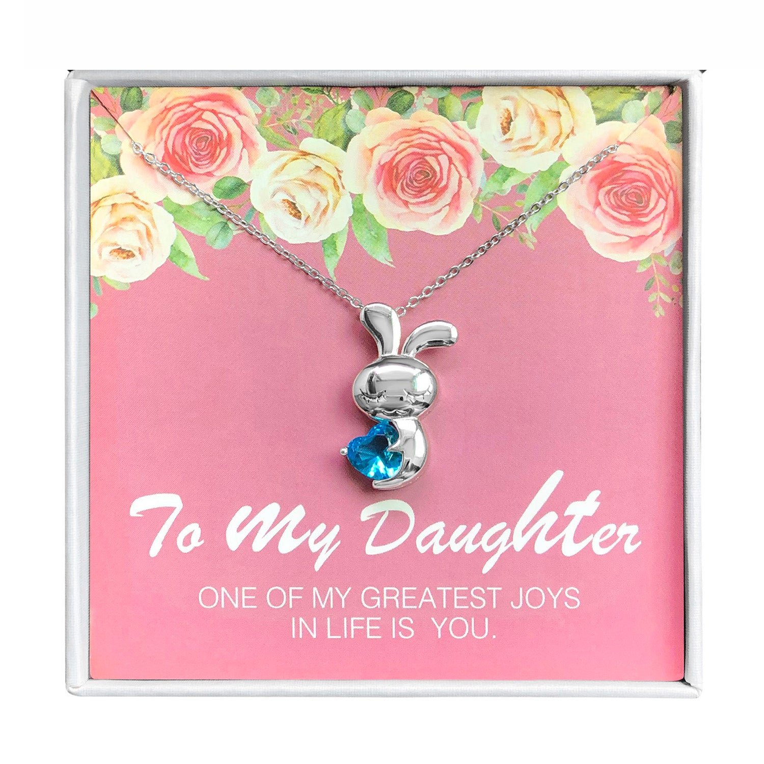 Daughter Greeting Card Sterling Silver Bunny Necklace Girls Ginger Lyne Collection - GC-12