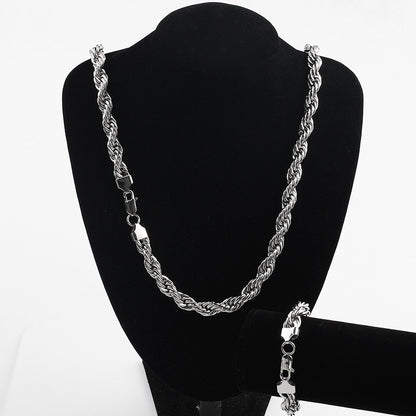 Silver Twisted Rope Chain Bracelet 8 Inch 6mm Stainless Steel Hip Hop for Women by Ginger Lyne - 8 Inch Silver