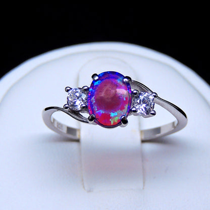 Addy Purple Opal Ring Sterling Silver Women Engagement Ginger Lyne Collection