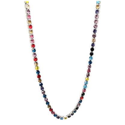 ColorfulTennisNecklaceforWomen3mmCubicZirconia18-20"AdjustableLengthStainlessSteelbyGingerLyne_SilverTone-1