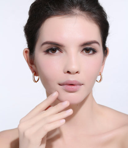 Hoop Earrings for Women White Gold Plated Princess Cubic Zirconia Ginger Lyne Collection - Silver