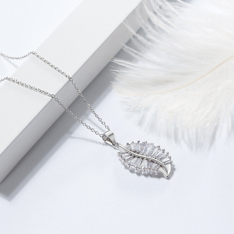 Leaf Baguette Earrings Necklace or Ring for Women Sterling Ginger Lyne Collection - Necklace Only