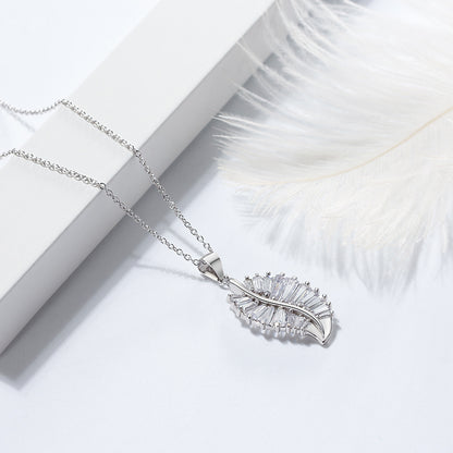 Leaf Baguette Earrings Necklace or Ring for Women Sterling Ginger Lyne Collection - Necklace Only