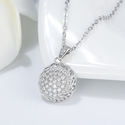 Round Pave Pendant Chain Necklace for Women  Sterling Silver Ginger Lyne Collection