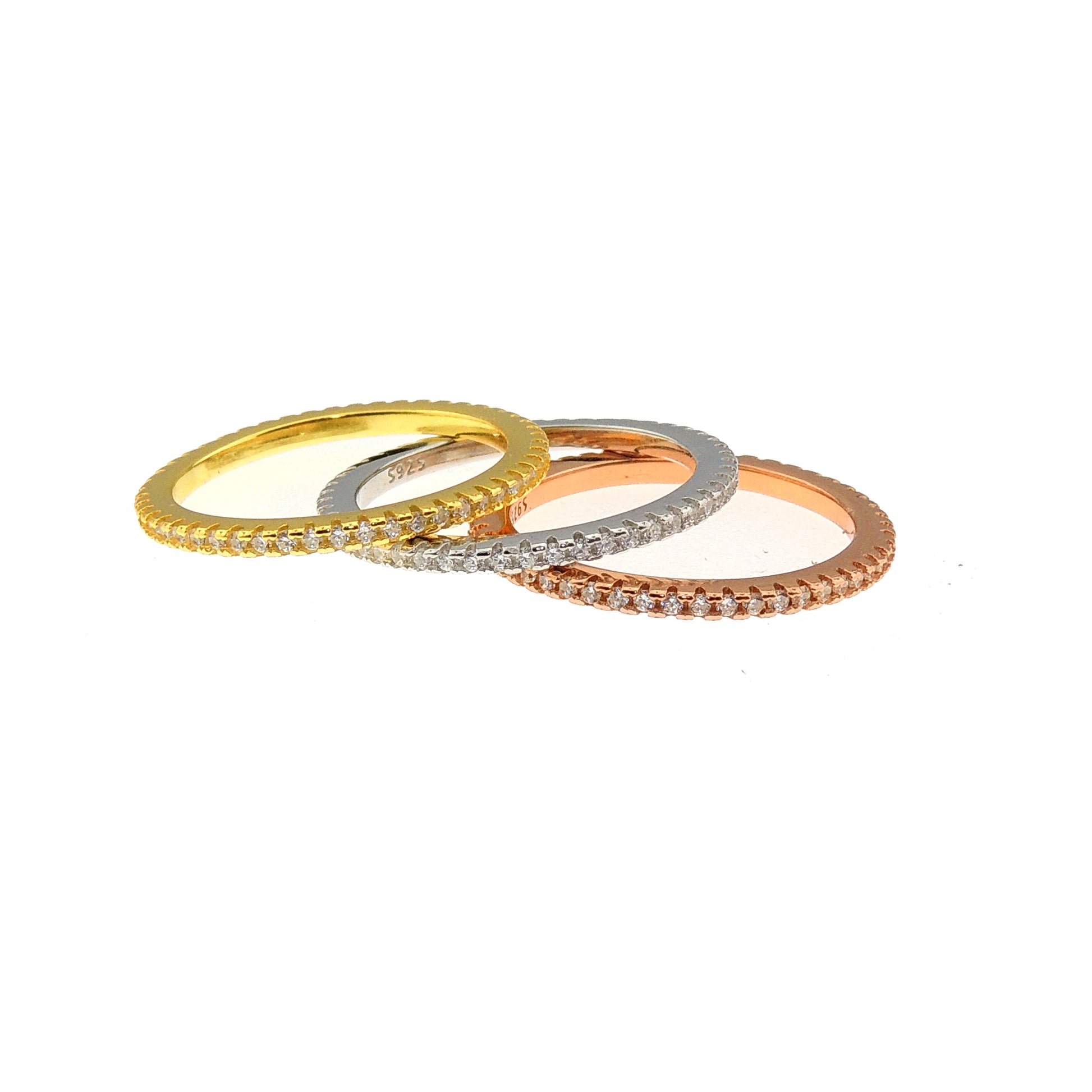 EternityWeddingBandRingSetSterlingSilverCzWomensGingerLyneCollection_3ColorSetSmooth-3