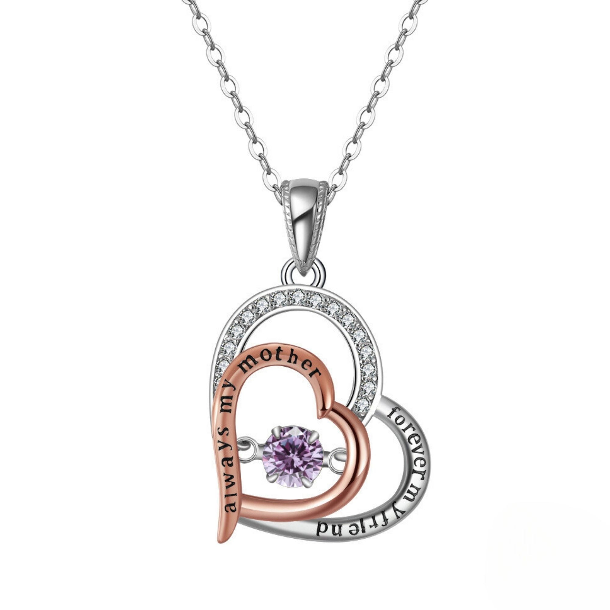 Birthstone Mom Necklace for Mother by Ginger Lyne Sterling Silver Swinging CZ - June