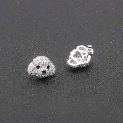 Poodle Maltese Stud Earrings for Women Silver Dog Clear Cz Ginger Lyne Collection