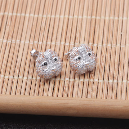 Pitbull Dog 3d Stud Earrings for Women or Girls Sterling Silver Cz Ginger Lyne Collection