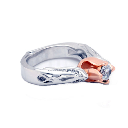 Rosebud Engagement Ring Solitaire Rose Gold Plated Womens Ginger Lyne Collection Size 10