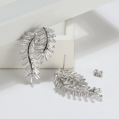 CurvedLeafStudDropEarringsforWomenClearCubicZirconiaGingerLyneCollection_Silver-4