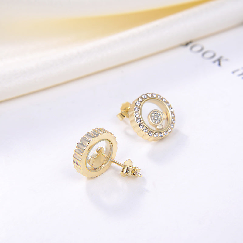 Floating CZ Bear Earrings for Women Gold Plated Sterling Silver Ginger Lyne Collection - Earrings