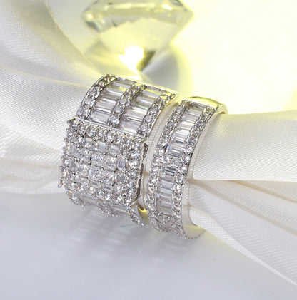 Camilla Wedding Ring Set Women CZ Engagement Ring Matching Band Ginger Lyne Collection