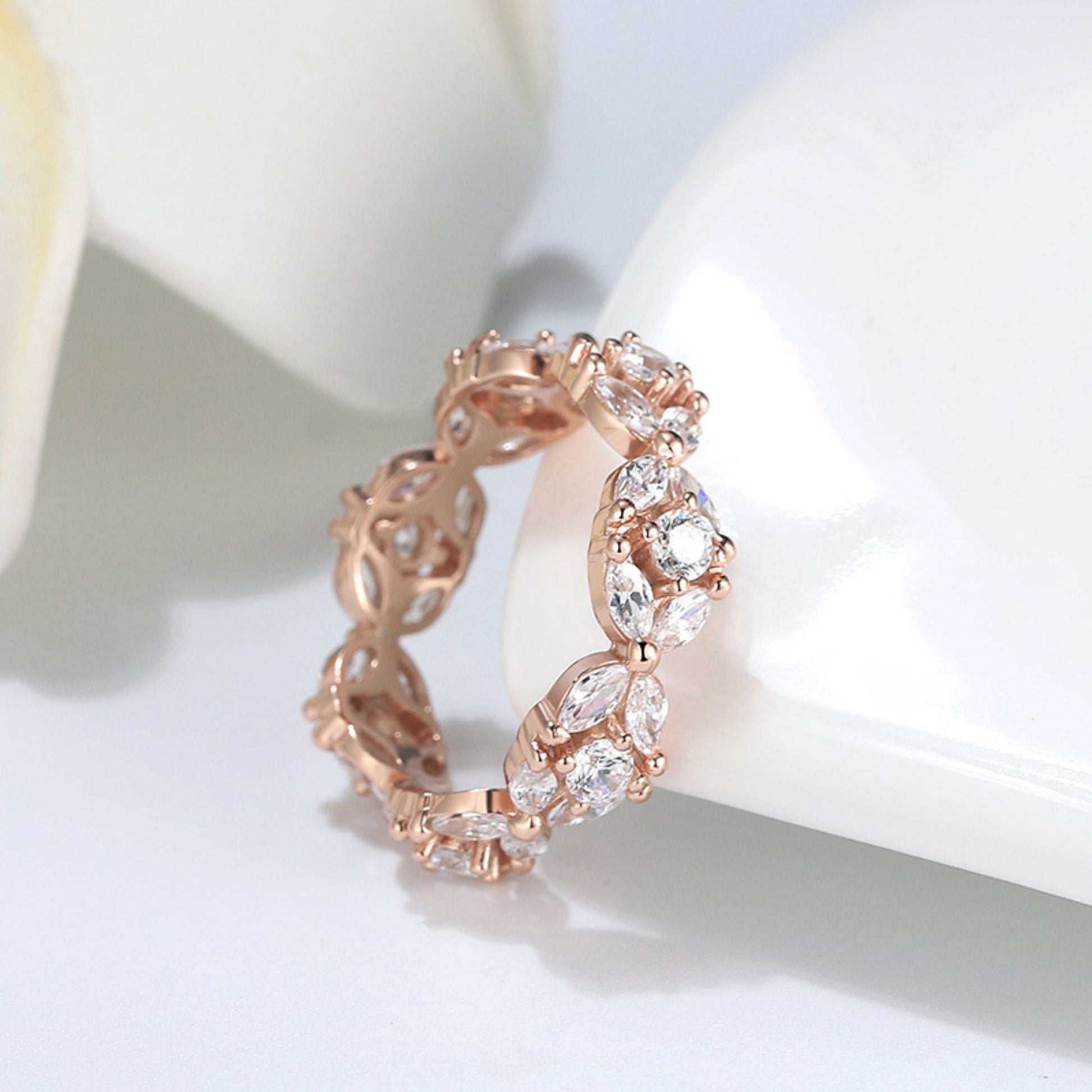 EternityBridalWeddingBandRingCzRoseGoldPlatedSterlingSilverWomenGingerLyneCollection_Clear-4