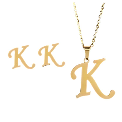 InitialLetterPendantNecklaceEarringsSetforWomenGoldPlatedStainlessSteelbyGingerLyne_k-1