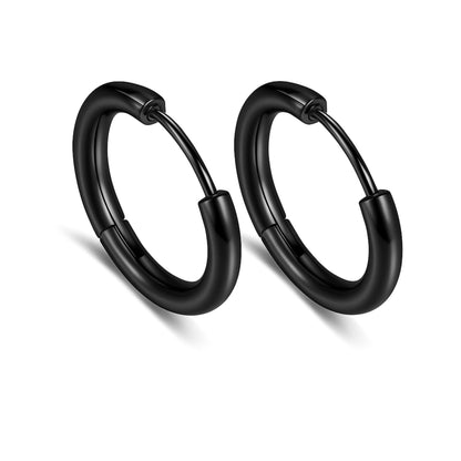 StainlessSteelHoopEarringsbyGingerLyneHuggieStyleforLobeCartilagePiercingBodyJewelry_Black-20mm-1