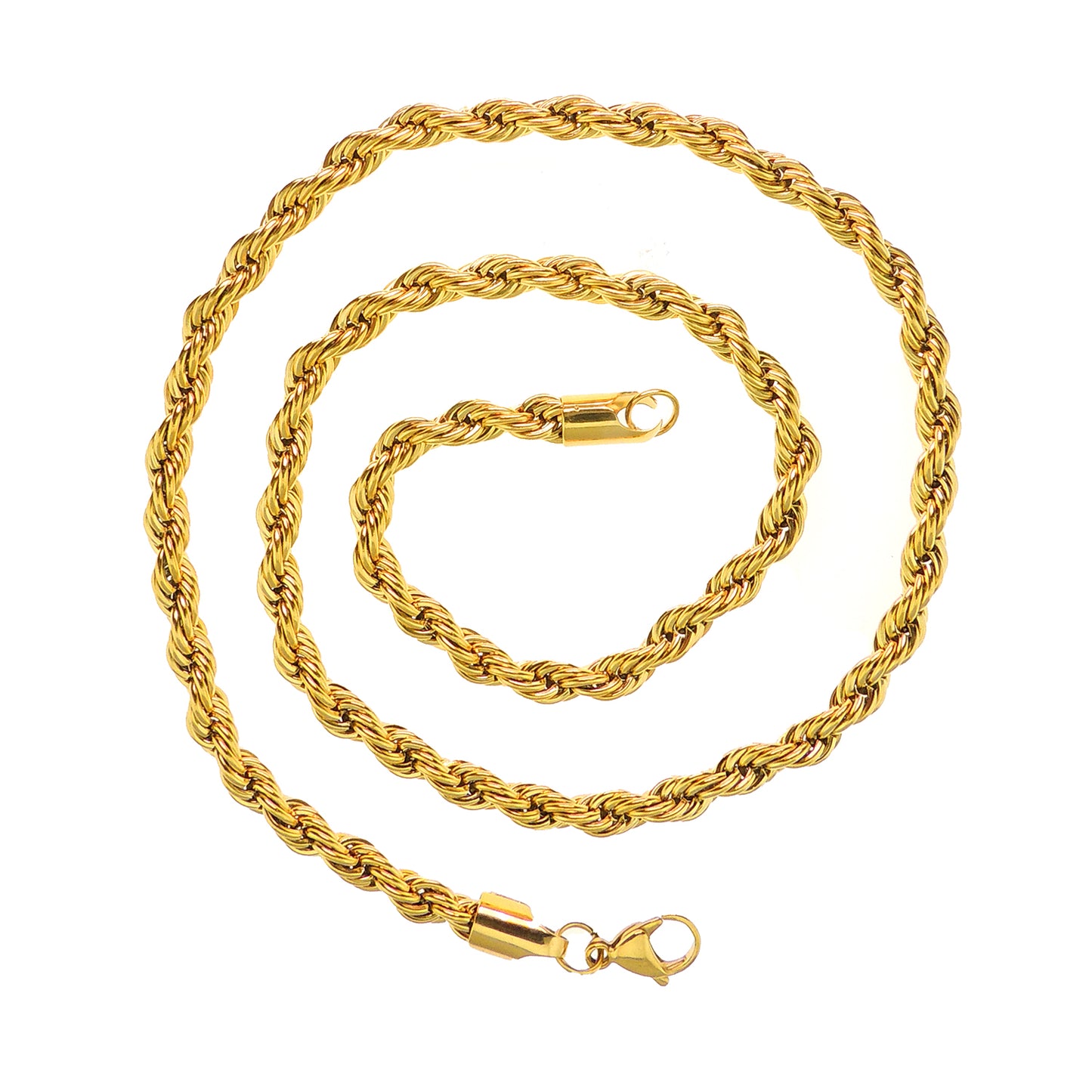 Gold Twisted Rope Chain Necklace Hip Hop Men Women Ginger Lyne Collection