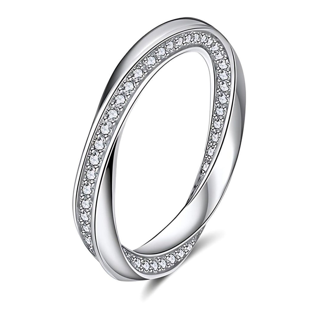 Twist Eternity Wedding Band Ring for Women Sterling Silver CZ Ginger Lyne Collection - 10