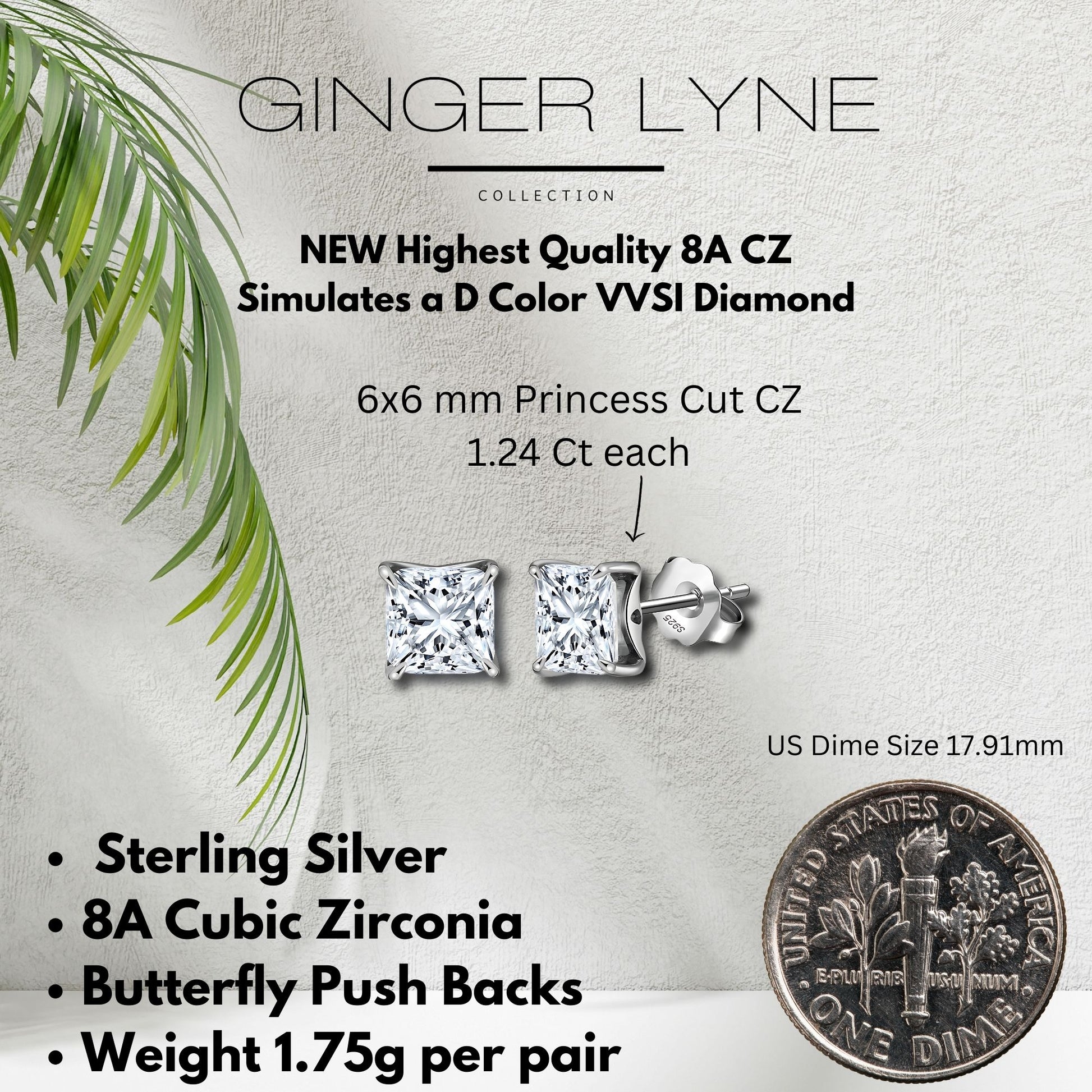 PrincessCutStudEarringsforWomen2.5ctSimulatedDiamondSterlingSilverGingerLyne_PrincessStud-4