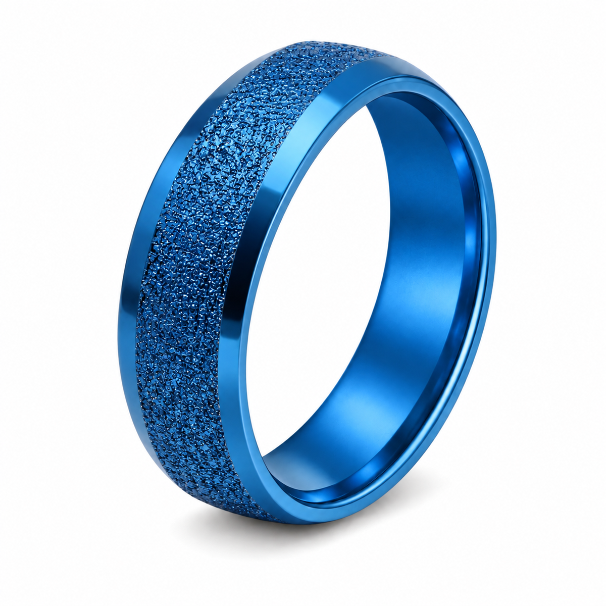 Blue6mmStainlessSteelWeddingBandRingforWomenorMenbyGingerLyneSize12_6mmBlue-1